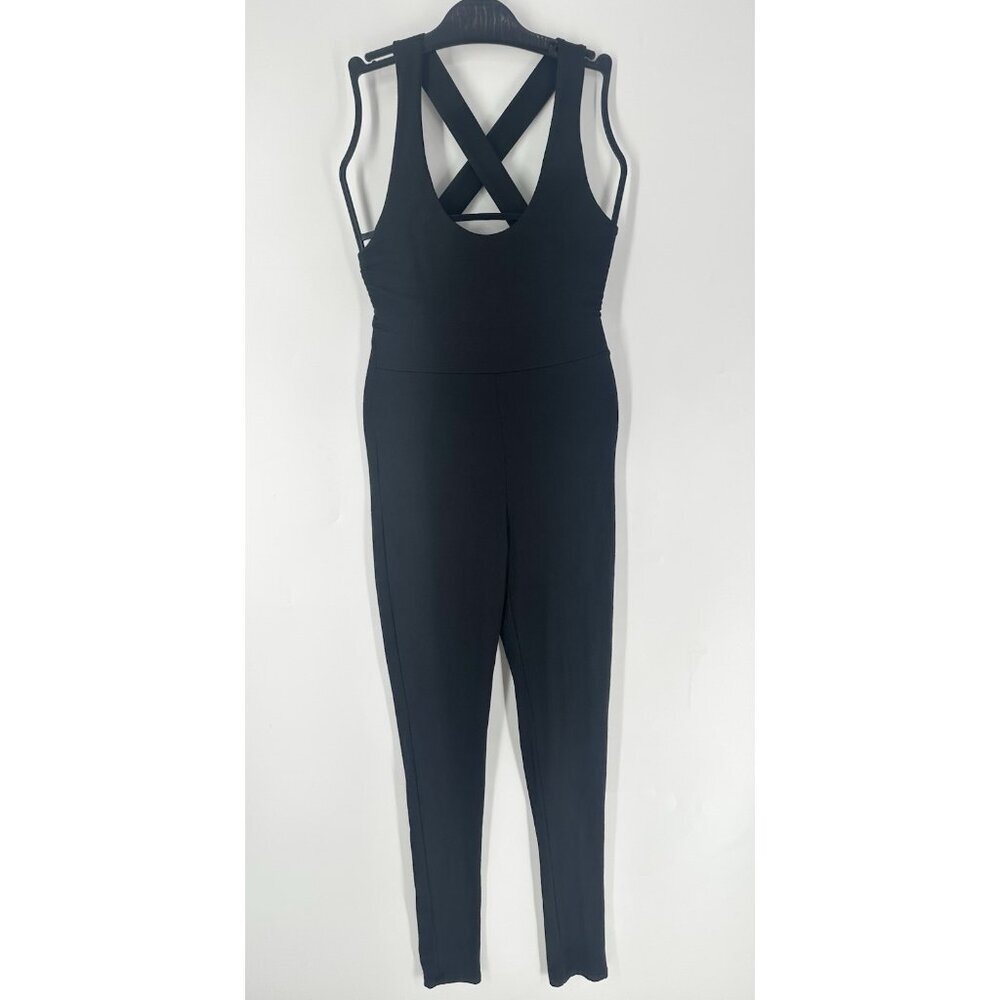 Diosa Open Cross Back Black Stretch Jumpsuit Womens S NWT
